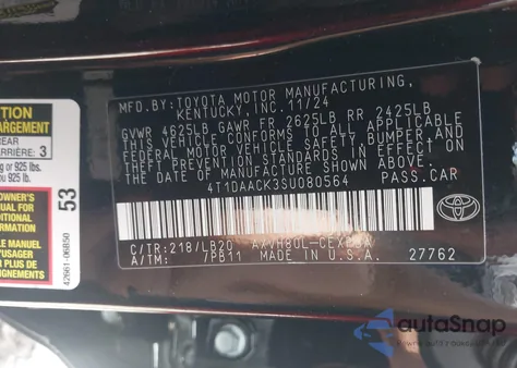 2025 Toyota Camry Xse from USA, damaged, VIN 4T1DAACK3SU080564